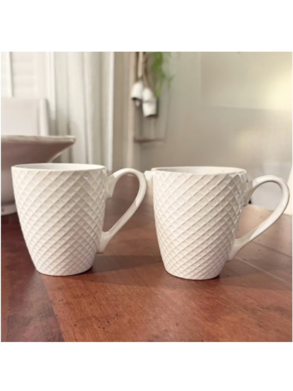 Set/2 White Ceramic Coffee/Tea Mugs